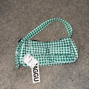 BAGGU Green Gingham Shoulder Bag